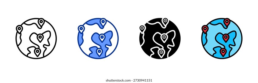 Regional Spread icon set multiple style collection