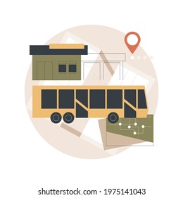 Regional transport abstract concept vector illustration. Passenger pass, regional logistics, ticket office, public buses, railway station, transport network, municipal service abstract metaphor.