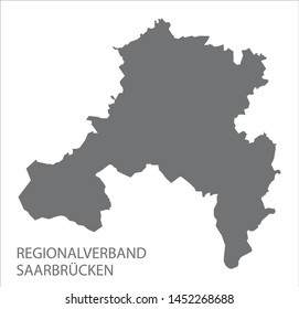 Regionalverband Saarbruecken grey county map of Saarland Germany DE