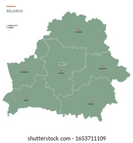 Regions and administrative map of Belarus.