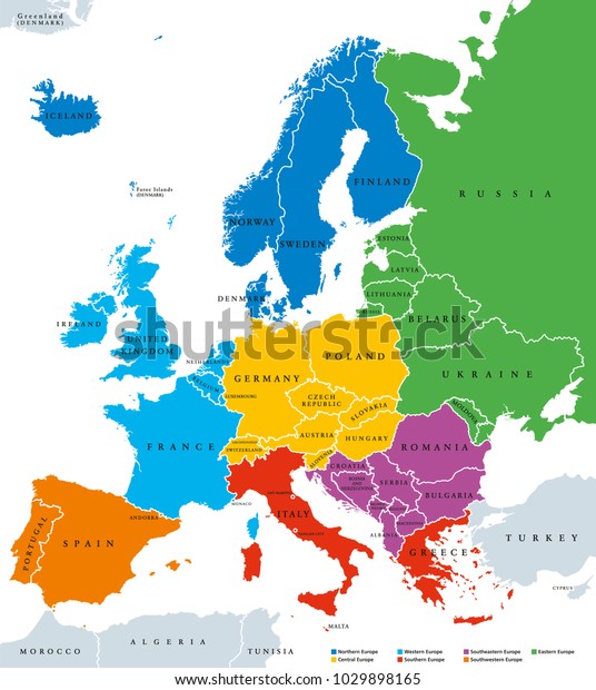 Image Vectorielle De Stock De Régions Deurope Carte