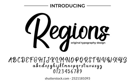 Regions Font Stylish brush painted an uppercase vector letters, alphabet, typeface
