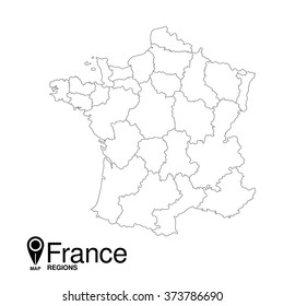 Regions map of France contour