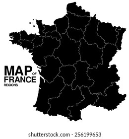 Regions map of France silhouette