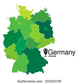 Regions map of Germany. Deutschland map