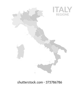 Regions map of Italy gray