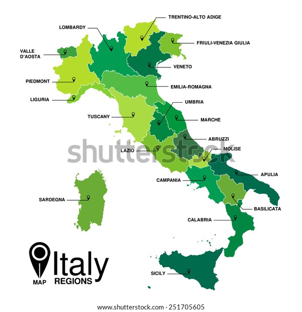 イタリアの地図 イタリア地方のマッパデッレ のベクター画像素材 ロイヤリティフリー