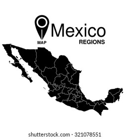 Regions map of Mexico. Mexico