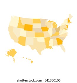Regions map of United States of America. USA