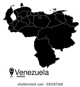 Regions map of Venezuela