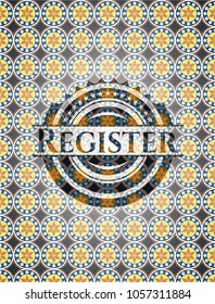 Register arabic badge background. Arabesque decoration.