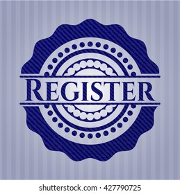 Register badge with jean texture