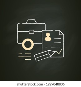 Register business chalk icon. Registration of new startup. Concluding contract, startup agreement. Lawful startup concept.Isolated vector illustration on chalkboard