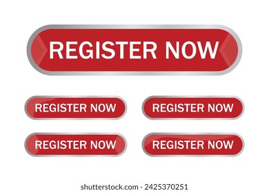 Register buttons for web applications and websites. 3d style with arrow symbols. Vector illustration.