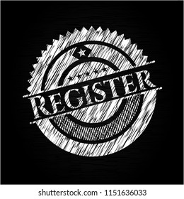 Register chalkboard emblem written on a blackboard
