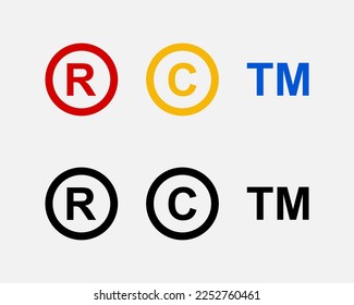 Register, Copyright and Trademark symbol. Symbol of protection brand and company. Isolated protection symbol icon.