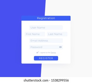 Register form, web page design