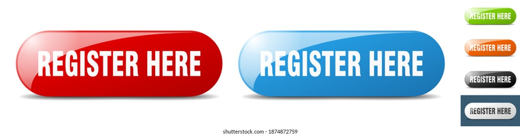 Register Here Button. Sign. Key. Push Button Set