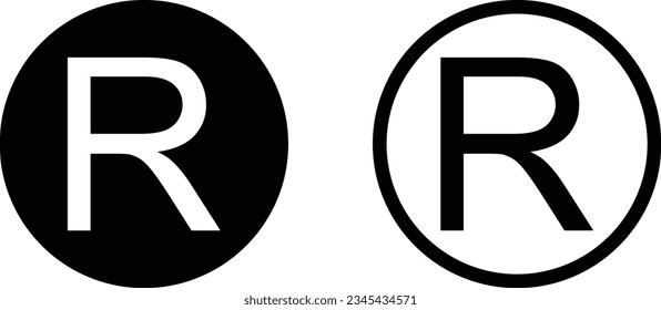 Register icon set in two styles . Registered trademark icon vector