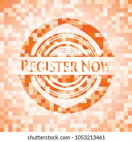 Register Now abstract orange mosaic emblem