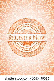 Register Now abstract orange mosaic emblem with background