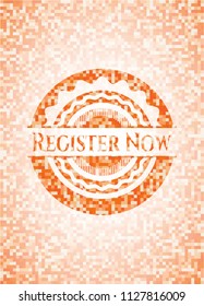 Register Now abstract orange mosaic emblem