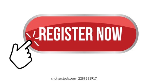 register now  badge, seal, stamp, tag, template, registration button, register now sign, registration push button vector icon