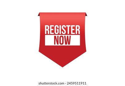 register now banner design. register now icon. Flat style vector illustration.