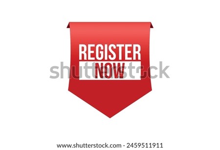 register now banner design. register now icon. Flat style vector illustration.