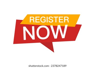 Inscríbete ahora en el banner, registrate la etiqueta de la burbuja de habla. Ilustración del vector