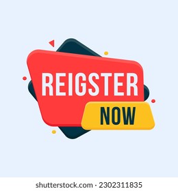 register now banner vector bubble label