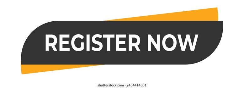 register now black stroke button isolated on white background.  Register Now web templates. Social Media banner.