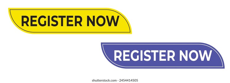 register now black stroke button isolated on white background.  Register Now web templates. Social Media banner.