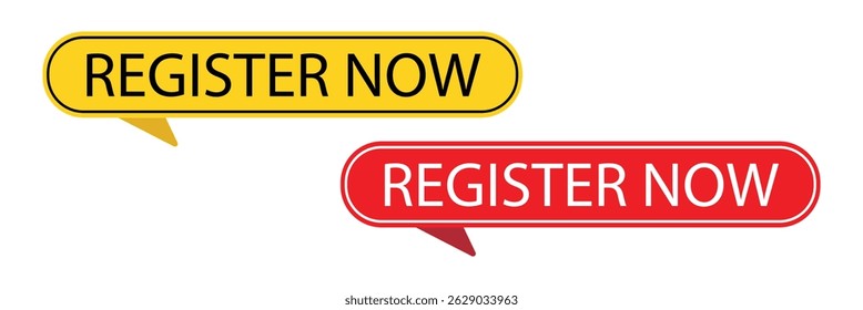 Register now black stroke button isolated on white background. Register Now web templates. Social Media banner. Vector  Illustration . EPS 20 .