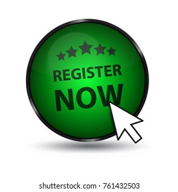 Register Now Button With Arrow And Stars