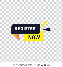 Register now Button web template Banner Label register now sign icon Vector illustration