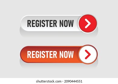 Register now buttons icon in flat style. Registration in services vector illustration on white isolated background. Membership sign business concept.