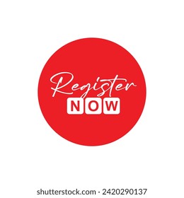 REGISTER now buttons on white background
