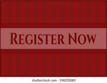 Register Now card or poster