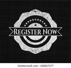 Register Now with chalkboard texture