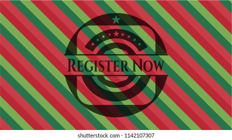 Register Now christmas emblem.