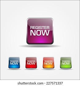 Register Now Colorful Vector Icon Design
