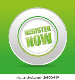 Register now design over green background, vector illustration.