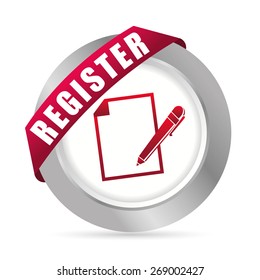Register now design over white background, vector illustration.