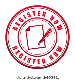 Register now design over white background, vector illustration.