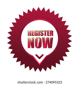 Register now design over white background, vector illustration.