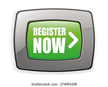 Register now design over white background, vector illustration.