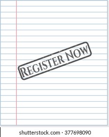 Register Now emblem drawn in pencil