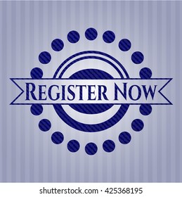 Register Now emblem with jean high quality background