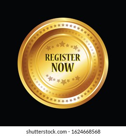 Register Now Glossy Shiny Circular Vector Button